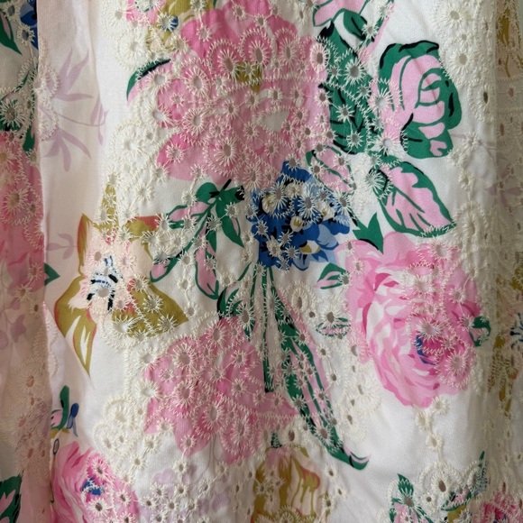 Miss Kelly 1999 Cottagecore Floral Embroidered Shawl Collar Belted Midi Dress - Picture 7 of 11